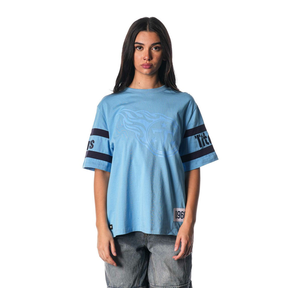 Tennessee Titans The Wild Collective Women's Drop Shoulder T-Shirt - Light Blue - NFL