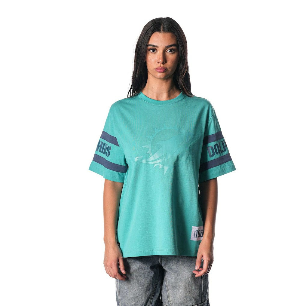 Miami Dolphins The Wild Collective Women's Drop Shoulder T-Shirt - Aqua - NFL
