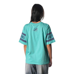 Miami Dolphins The Wild Collective Women's Drop Shoulder T-Shirt - Aqua - NFL