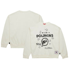 Miami Dolphins Women's Throwback Logo 3.0 Pullover Sweatshirt - Cream - Mitchell & Ness