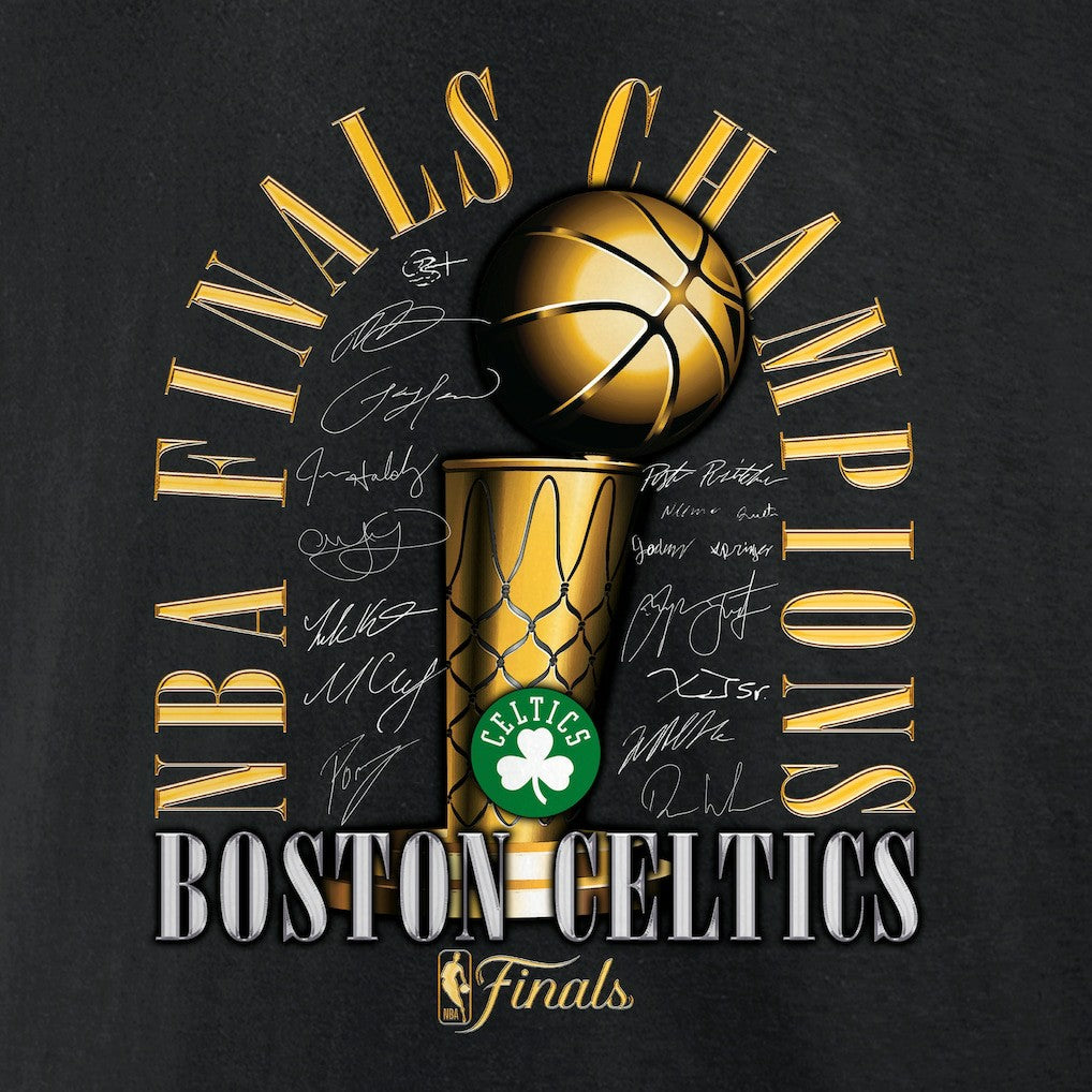 Fanatics Boston Celtics 2024 NBA Finals Champions Big & Tall Fade Away Jumper Roster Signature T-Shirt Black