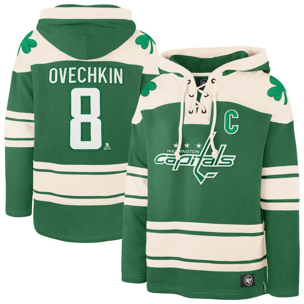 Alexander Ovechkin Washington Capitals '47 St. Patrick's Day Player Name & Number Lacer Pullover Hoodie - Kelly Green | 47 brand sale