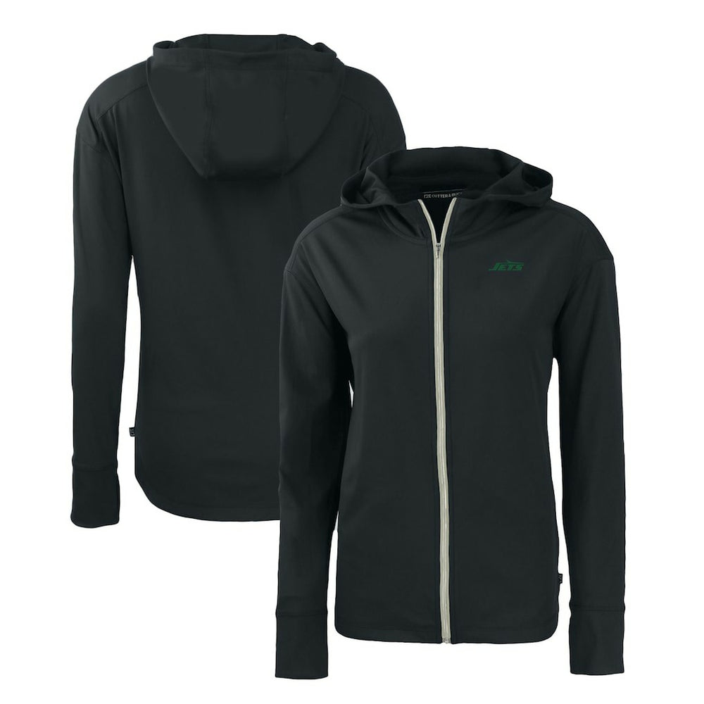 New York Jets Cutter & Buck Women's Primary Logo Daybreak Eco Recycled Full-Zip Hoodie Jacket - Black - NFL