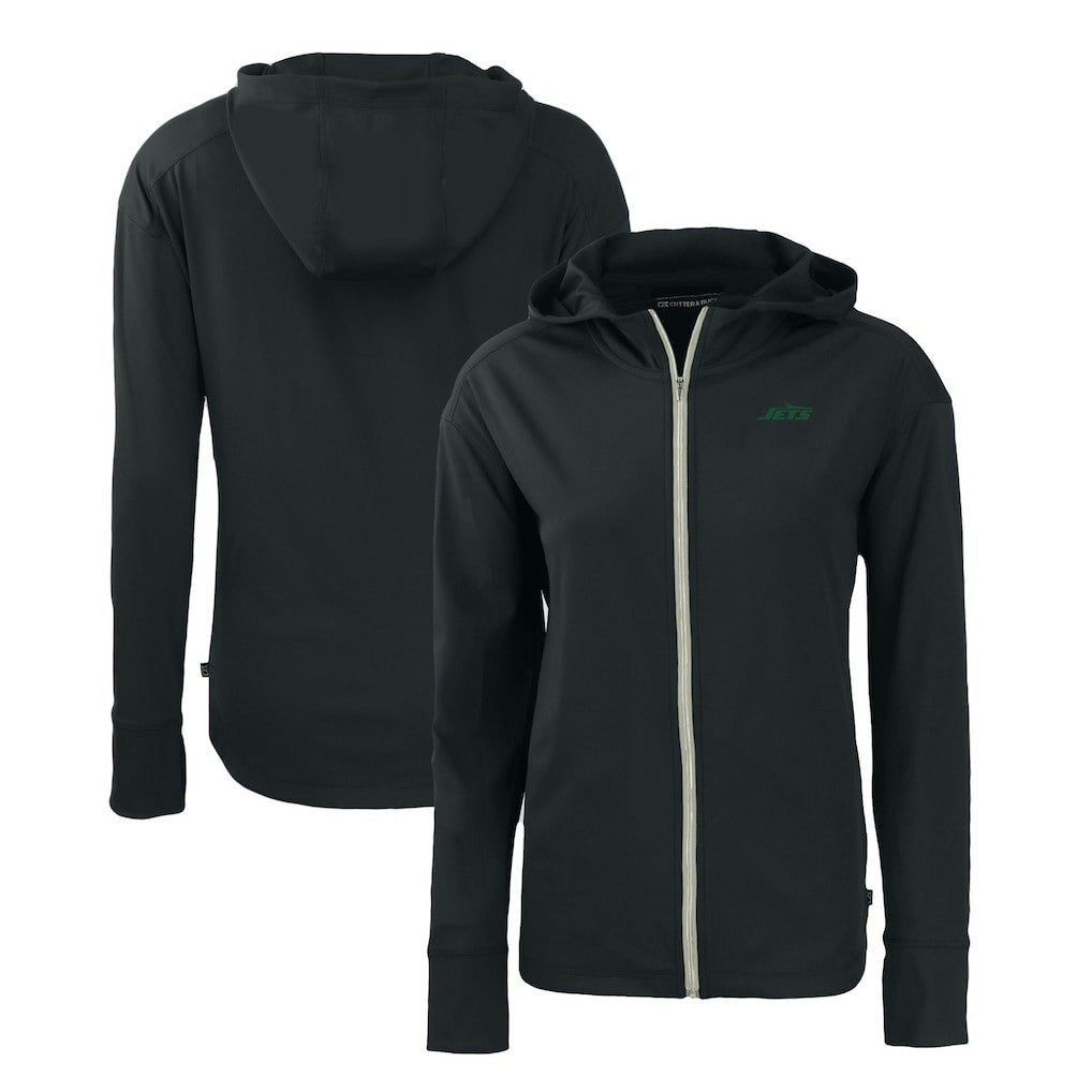 New York Jets Cutter & Buck Women's Primary Logo Daybreak Eco Recycled Full-Zip Hoodie Jacket - Black - NFL