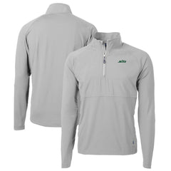 New York Jets Cutter & Buck Primary Logo Adapt Eco Knit Hybrid Recycled Raglan Quarter-Zip Top - Gray - NFL