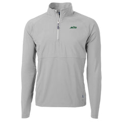 New York Jets Cutter & Buck Primary Logo Adapt Eco Knit Hybrid Recycled Raglan Quarter-Zip Top - Gray - NFL