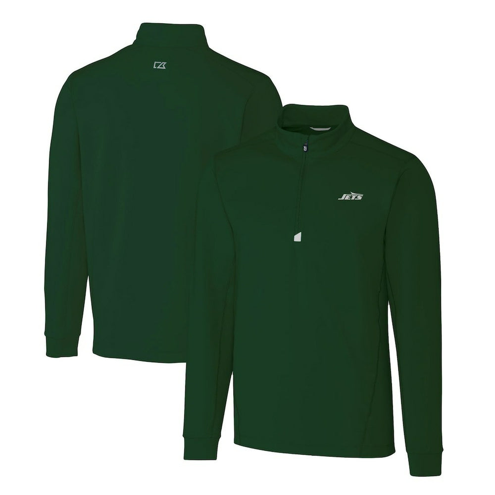 New York Jets Cutter & Buck Primary Logo Traverse Stretch Quarter-Zip Top - Hunter Green - NFL