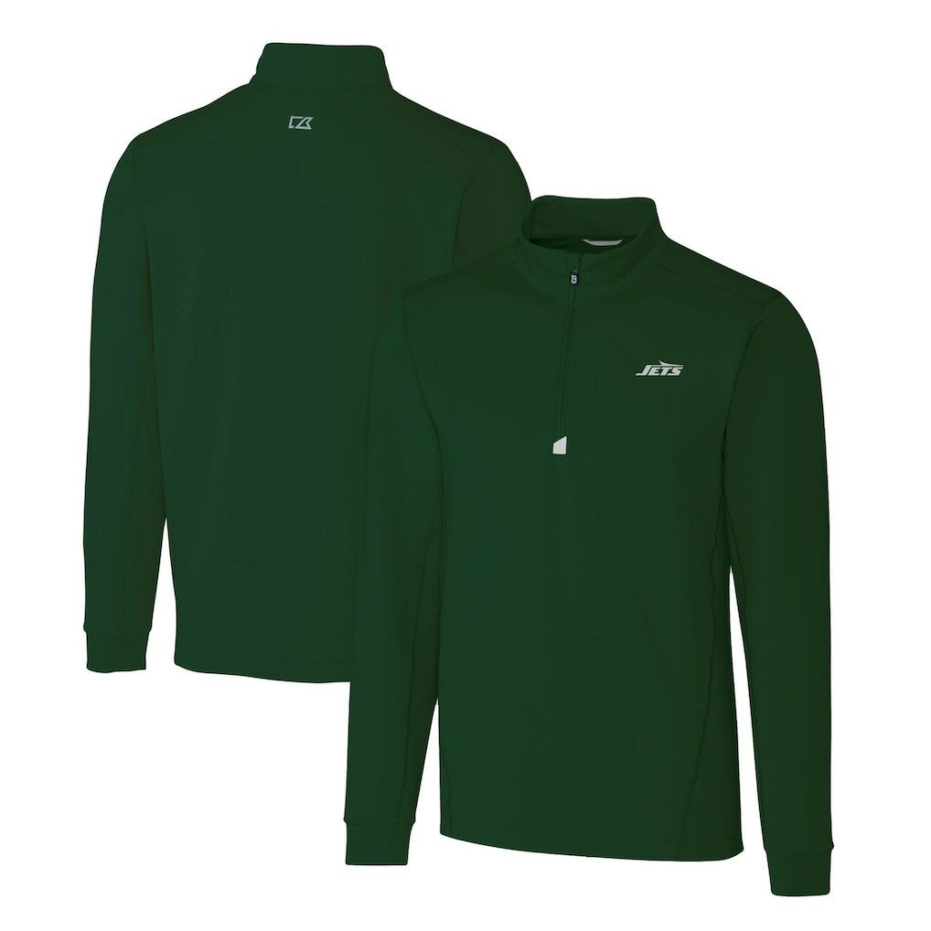 New York Jets Cutter & Buck Primary Logo Traverse Stretch Quarter-Zip Top - Hunter Green - NFL