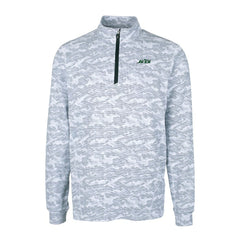 New York Jets Cutter & Buck Primary Logo Traverse Stretch Camo Print Eco Quarter-Zip Top - Gray - NFL