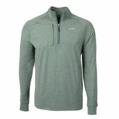 New York Jets Cutter & Buck Primary Logo Adapt Eco Knit Quarter-Zip Top - Heather Green - NFL