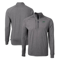 New York Jets Cutter & Buck Primary Logo Adapt Eco Knit Quarter-Zip Top - Heather Black - NFL