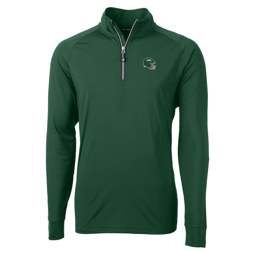 New York Jets Cutter & Buck Helmet Adapt Eco Knit Stretch Recycled Quarter-Zip Top - Hunter Green - NFL