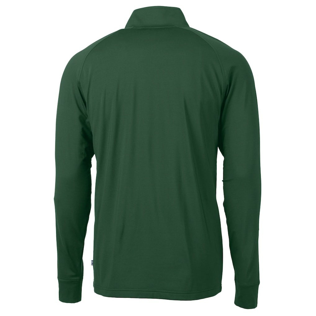 New York Jets Cutter & Buck Helmet Adapt Eco Knit Stretch Recycled Quarter-Zip Top - Hunter Green - NFL