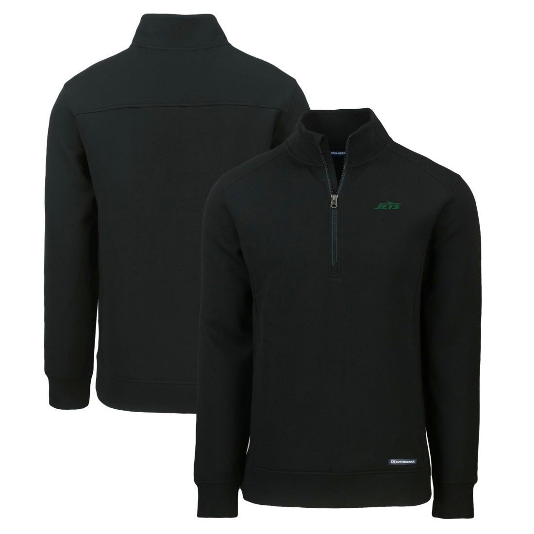 New York Jets Cutter & Buck Primary Logo Roam Eco Recycled Quarter-Zip Pullover Top - Black - NFL