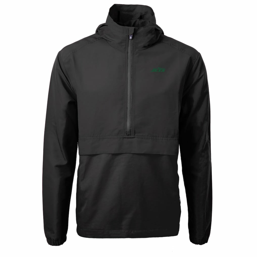 New York Jets Cutter & Buck Primary Logo Charter Eco Recycled Half-Zip Anorak Jacket - Black - NFL