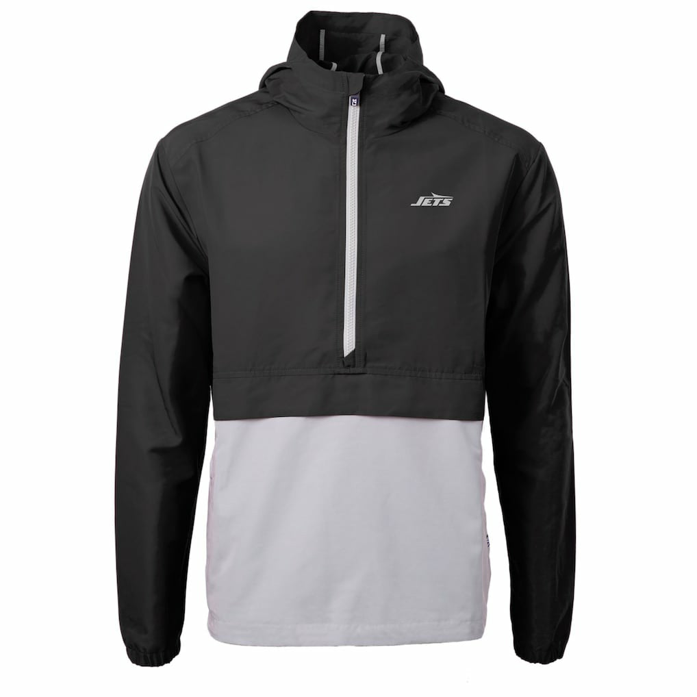 New York Jets Cutter & Buck Monochromatic Logo Charter Eco Recycled Half-Zip Anorak Jacket - Black/Gray - NFL