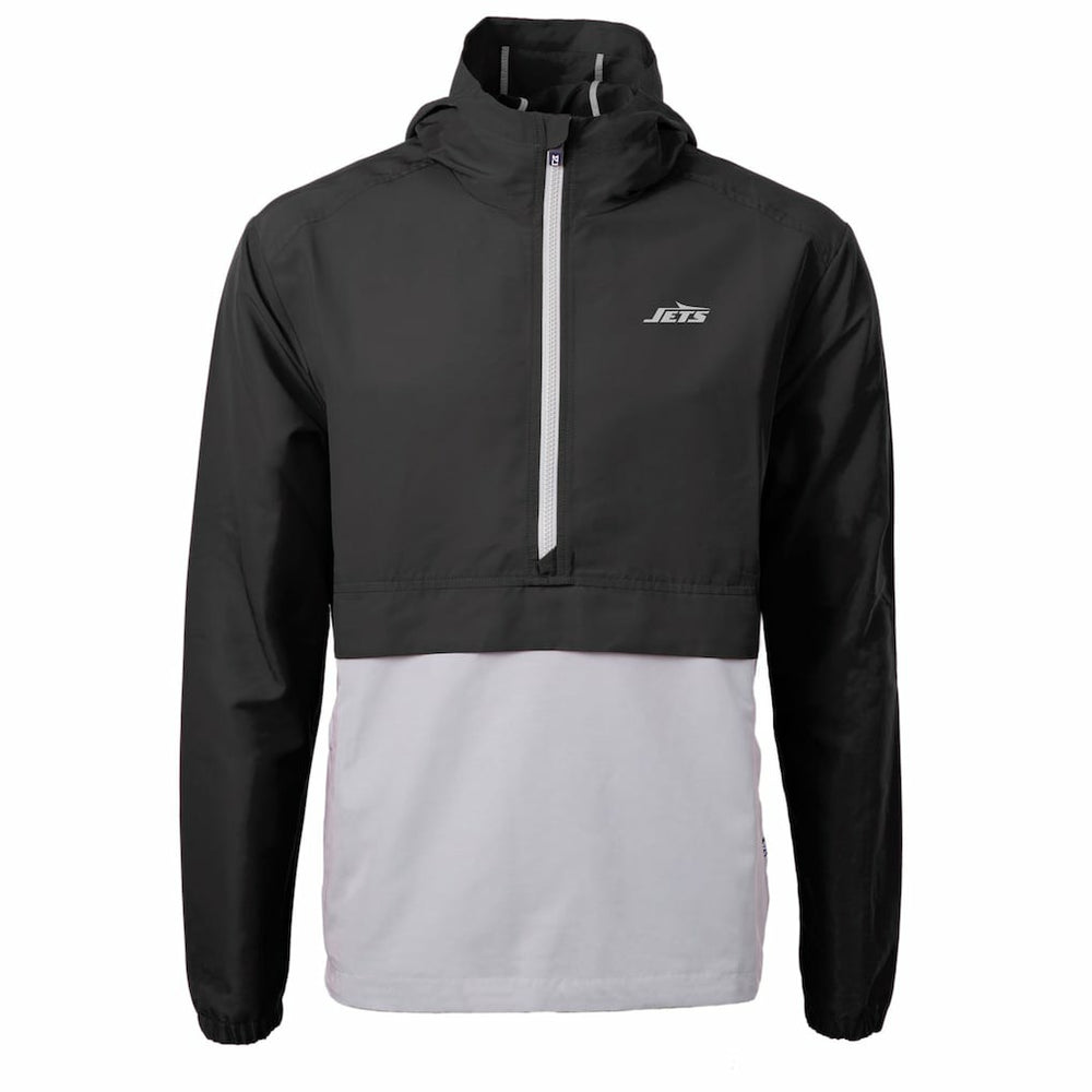 New York Jets Cutter & Buck Monochromatic Logo Charter Eco Recycled Half-Zip Anorak Jacket - Black/Gray - NFL