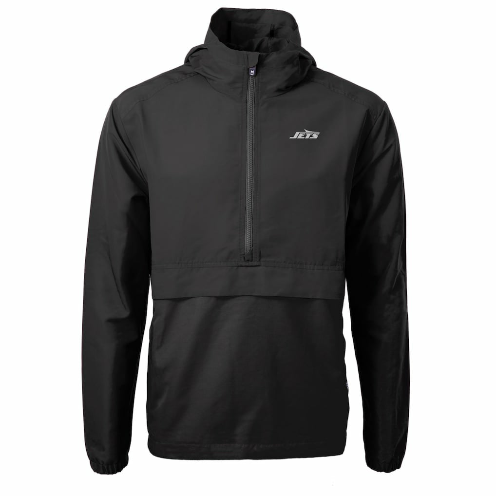 New York Jets Cutter & Buck Monochromatic Logo Charter Eco Recycled Half-Zip Anorak Jacket - Black - NFL