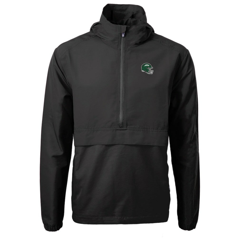 New York Jets Cutter & Buck Helmet Charter Eco Recycled Half-Zip Anorak Jacket - Black - NFL