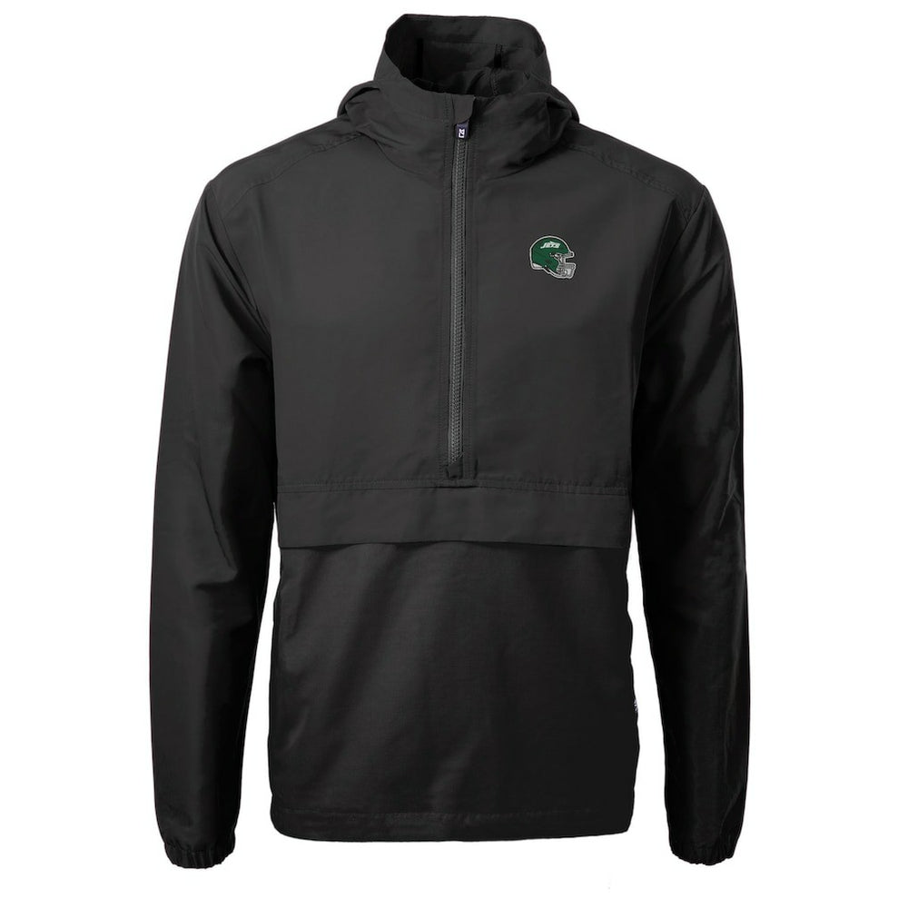 New York Jets Cutter & Buck Helmet Charter Eco Recycled Half-Zip Anorak Jacket - Black - NFL