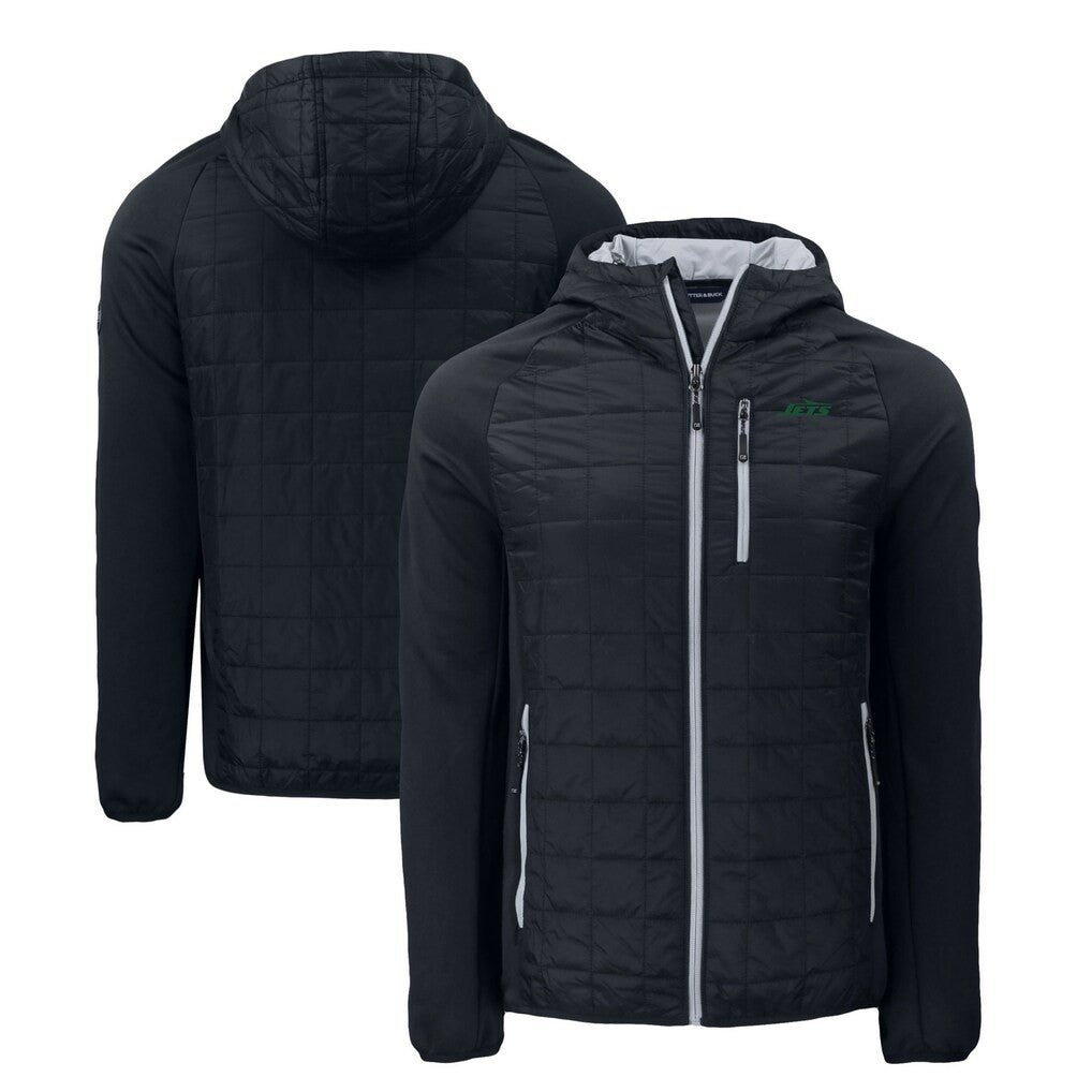 New York Jets Cutter & Buck Primary Logo Rainier PrimaLoft Eco Full-Zip Hybrid Jacket - Black - NFL