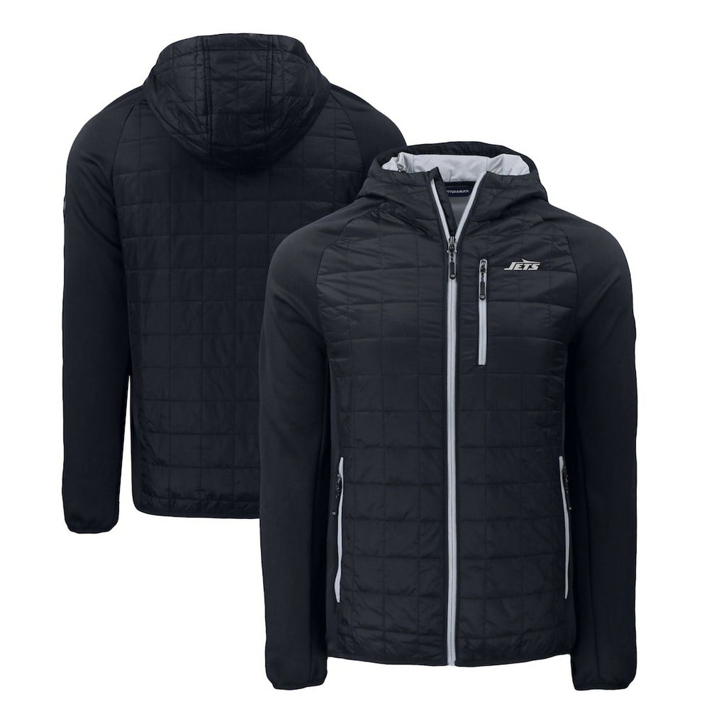 New York Jets Cutter & Buck Monochromatic Logo Rainier PrimaLoft Eco Full-Zip Hybrid Jacket - Black - NFL