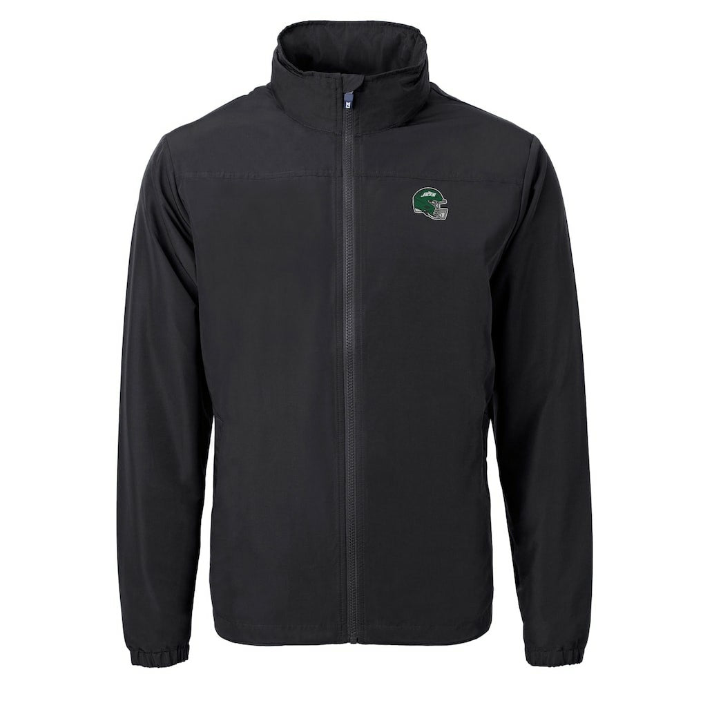 New York Jets Cutter & Buck Big & Tall Helmet Charter Eco Knit Recycled Full-Zip Jacket - Black - NFL