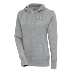Boston Celtics Antigua Women's 2024 NBA Finals Champions Victory Raglan Full-Zip Jacket Heather Gray