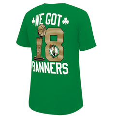 Boston Celtics Stadium Essentials 2024 NBA Finals Champions 18 Banners T-Shirt - Kelly Green