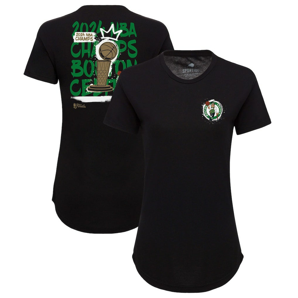 Boston Celtics Sportiqe Women's 2024 NBA Finals Champions King of the Court Phoebe Tri-Blend T-Shirt Black
