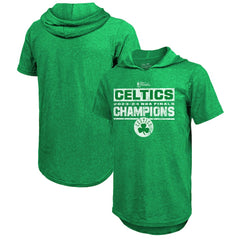 Boston Celtics Majestic Threads Women's 2024 NBA Finals Champions Tri-Blend Short Sleeve Pullover Hoodie Top - Kelly Green