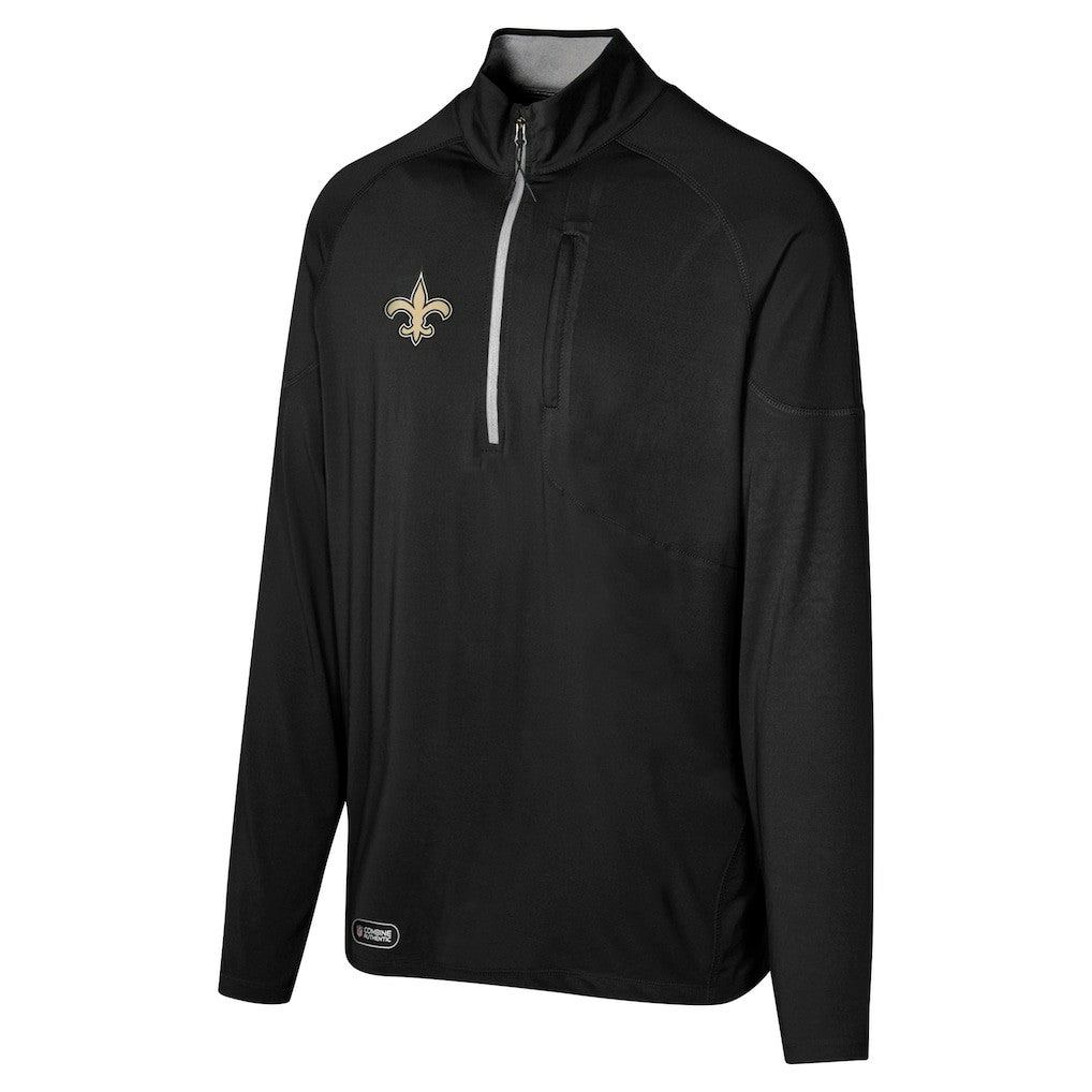 New Orleans Saints Grind Iron Quarter-Zip Top - Black - NFL