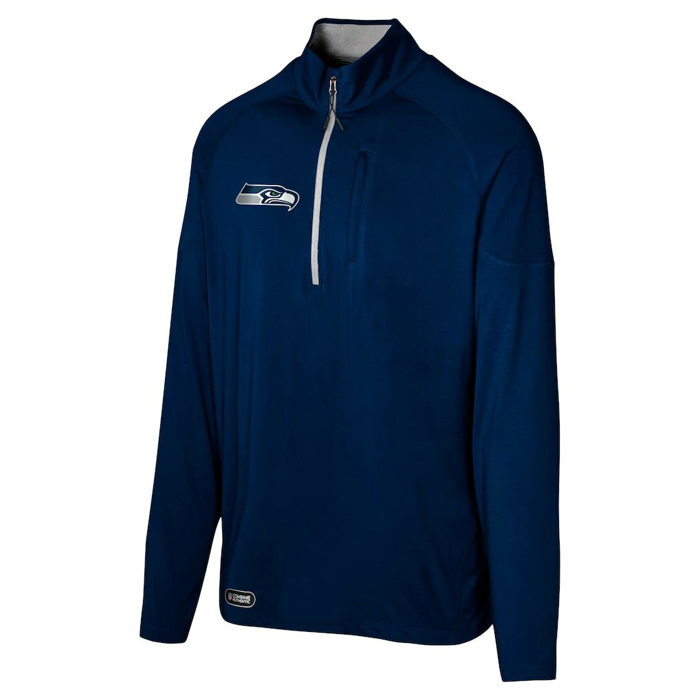 Seattle Seahawks Grind Iron Quarter-Zip Top - College Navy - NFL