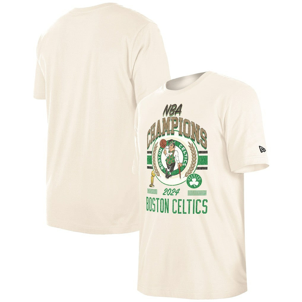 New Era Boston Celtics 2024 NBA Finals Champions Victory Chrome T-Shirt Cream