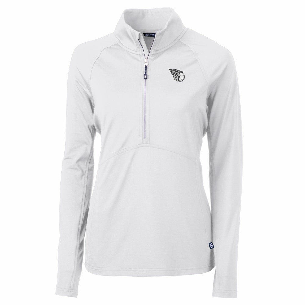 Cleveland Guardians Cutter & Buck Women's Adapt Eco Knit Stretch Recycled Half-Zip DryTec Top for sale