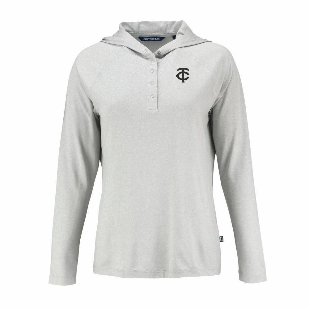 Minnesota Twins Cutter & Buck Women's Coastline Epic Comfort Eco Recycled Raglan Long Sleeve Hoodie T-Shirt Outlet
