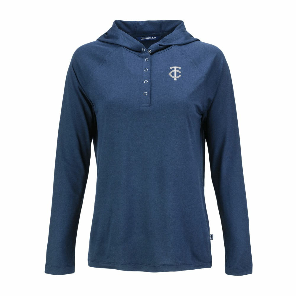 Minnesota Twins Cutter & Buck Women's Coastline Epic Comfort Eco Recycled Raglan Long Sleeve Hoodie T-Shirt Near Me