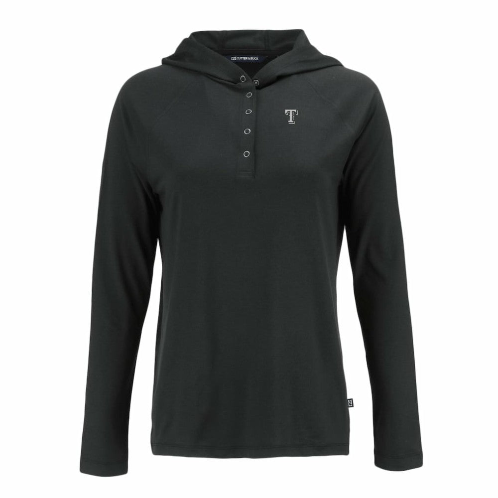 Texas Rangers Cutter & Buck Women's Coastline Epic Comfort Eco Recycled Raglan Long Sleeve Hoodie T-Shirt Sale