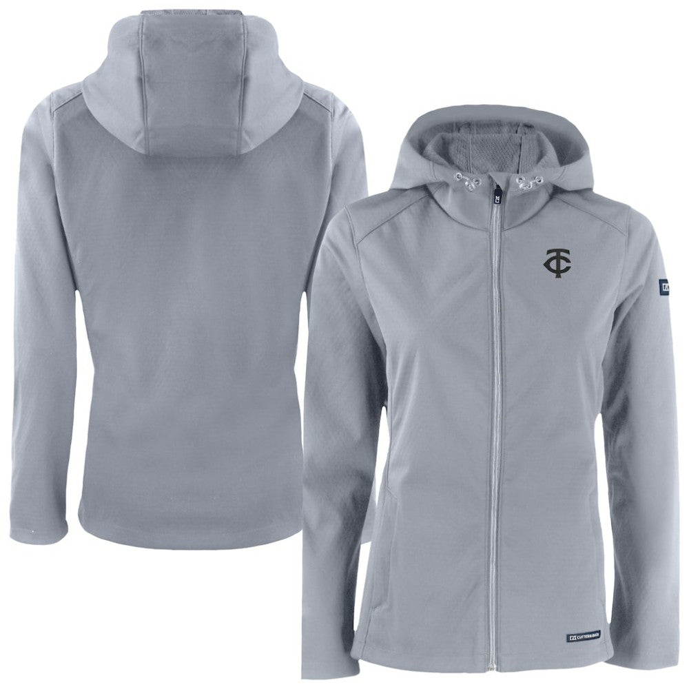 Minnesota Twins Cutter & Buck Women's Evoke Eco Softshell Recycled Full-Zip Hoodie Jacket Sale