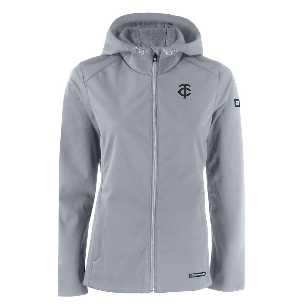 Minnesota Twins Cutter & Buck Women's Evoke Eco Softshell Recycled Full-Zip Hoodie Jacket Sale
