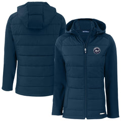 New York Mets Cutter & Buck Women's Evoke Hybrid Eco Softshell Recycled Full-Zip Hooded Jacket for sale