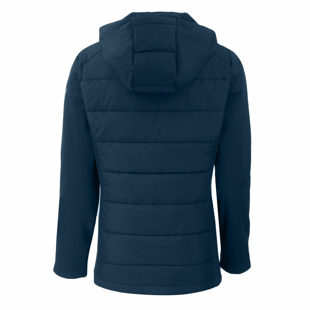 New York Mets Cutter & Buck Women's Evoke Hybrid Eco Softshell Recycled Full-Zip Hooded Jacket for sale