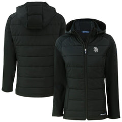 San Diego Padres Cutter & Buck Women's Evoke Hybrid Eco Softshell Recycled Full-Zip Hooded Jacket Online