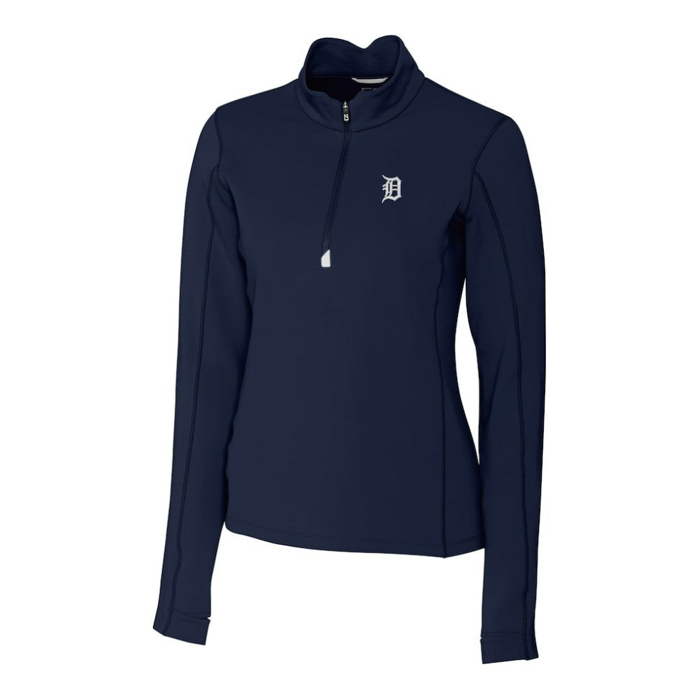 Detroit Tigers Cutter & Buck Women's Traverse Stretch Quarter-Zip Pullover Top Discount