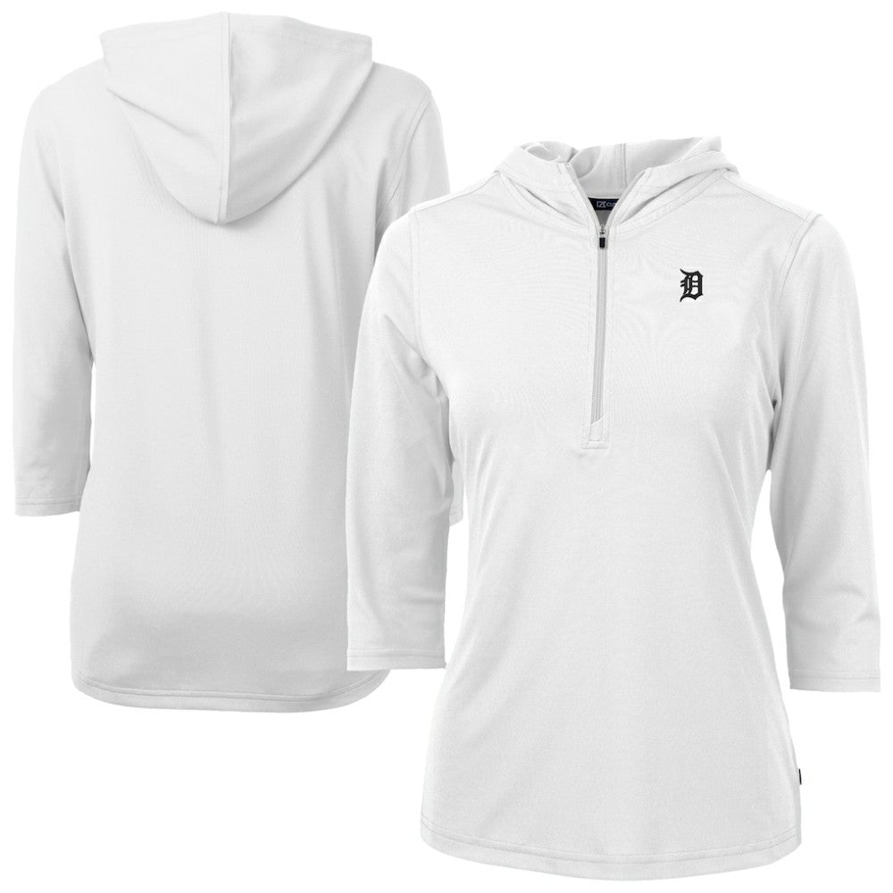 Detroit Tigers Cutter & Buck Women's Virtue Eco Pique Half-Zip 3/4 Sleeve Pullover Hoodie Sale
