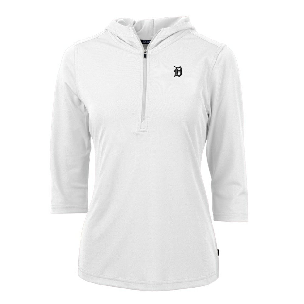 Detroit Tigers Cutter & Buck Women's Virtue Eco Pique Half-Zip 3/4 Sleeve Pullover Hoodie Sale