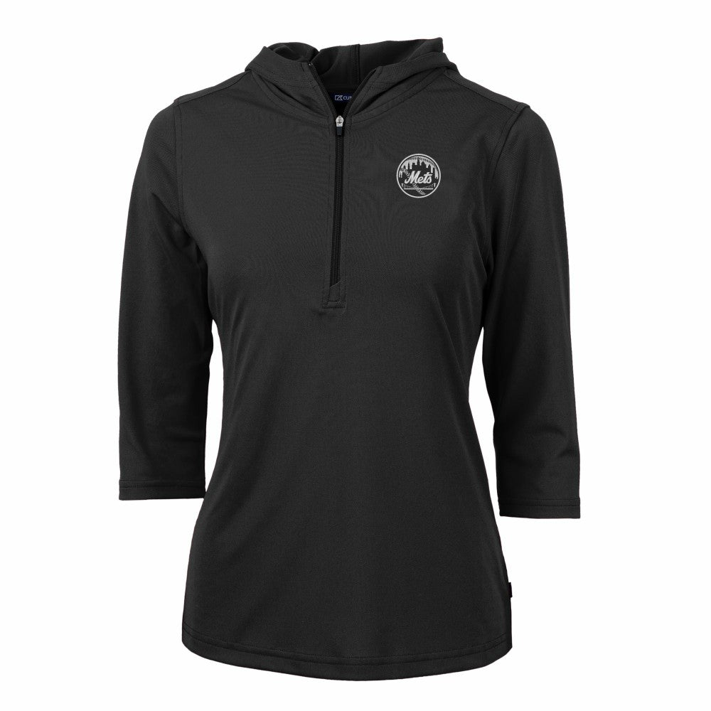 New York Mets Cutter & Buck Women's Virtue Eco Pique Half-Zip 3/4 Sleeve Pullover Hoodie Discount