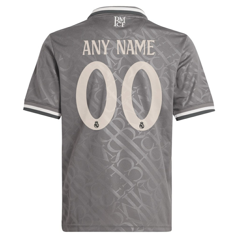 Adidas - Real Madrid Originals Youth 2024/25 Third Replica Custom Jersey - Charcoal