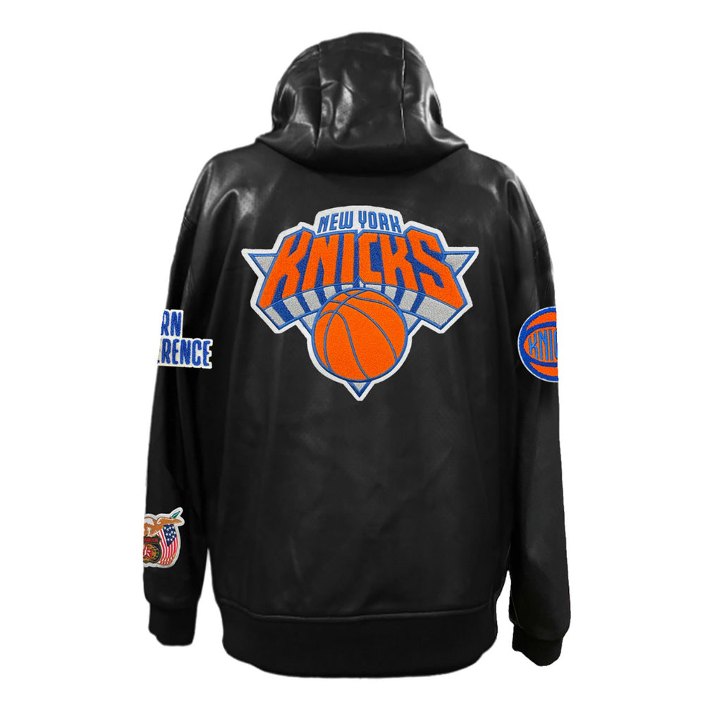 New York Knicks Jeff Hamilton Vegan Leather Full-Zip Hoodie Black
