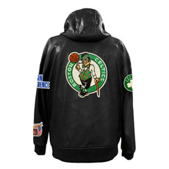 Boston Celtics Jeff Hamilton Vegan Leather Full-Zip Hoodie Black